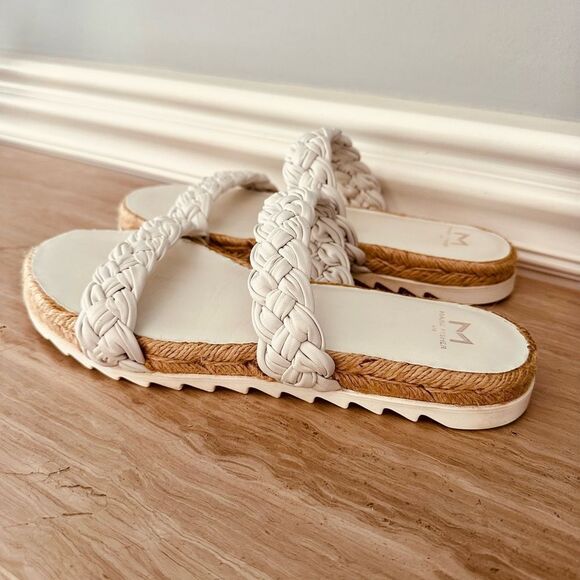 Marc Fisher Jaime, White Braided Leather Sandals. - Picture 1 of 6